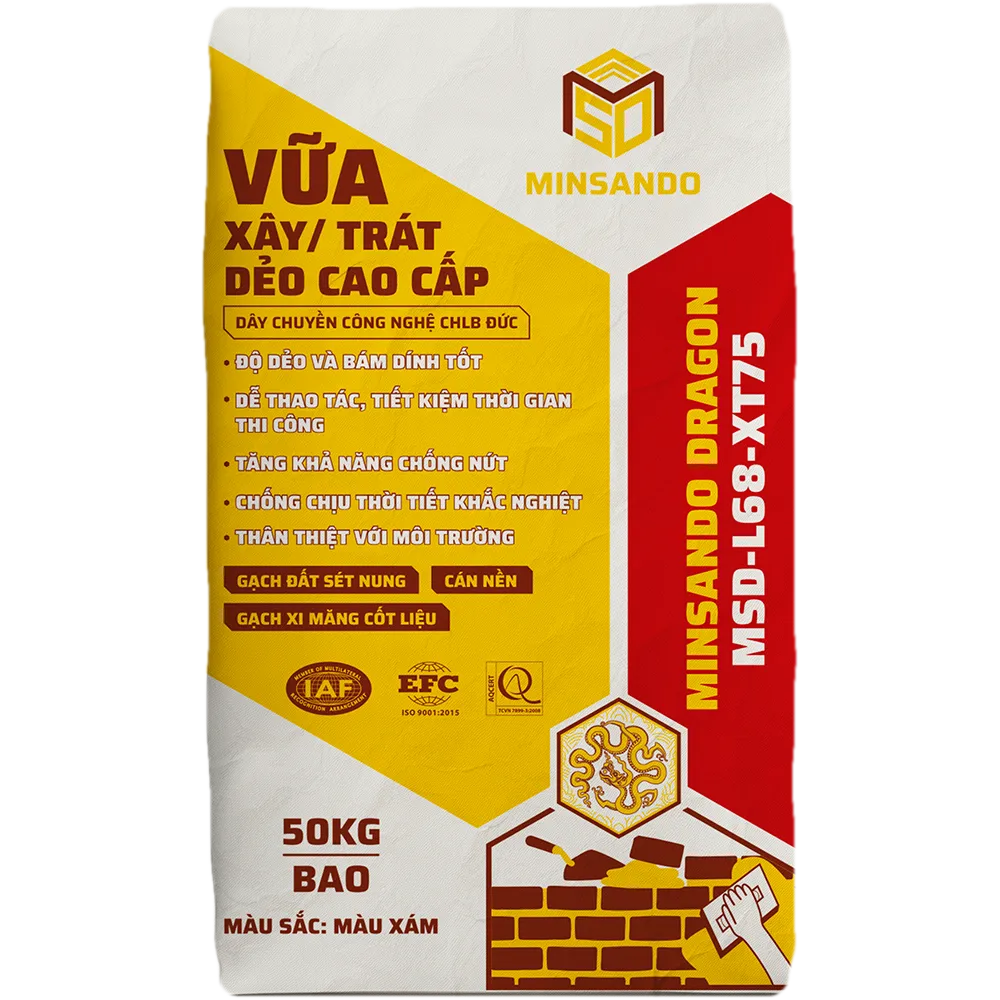Vữa xây / trát dẻo cao cấp MINSANDO MSD-L68-XT75